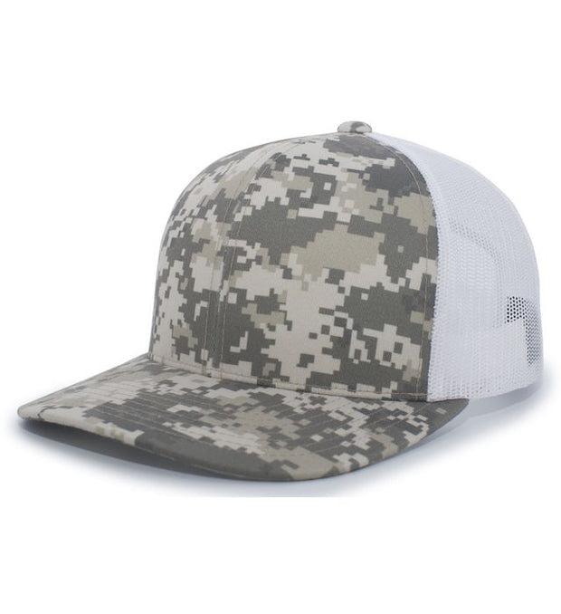 Pacific Headwear 108C Camo Snapback Trucker Cap