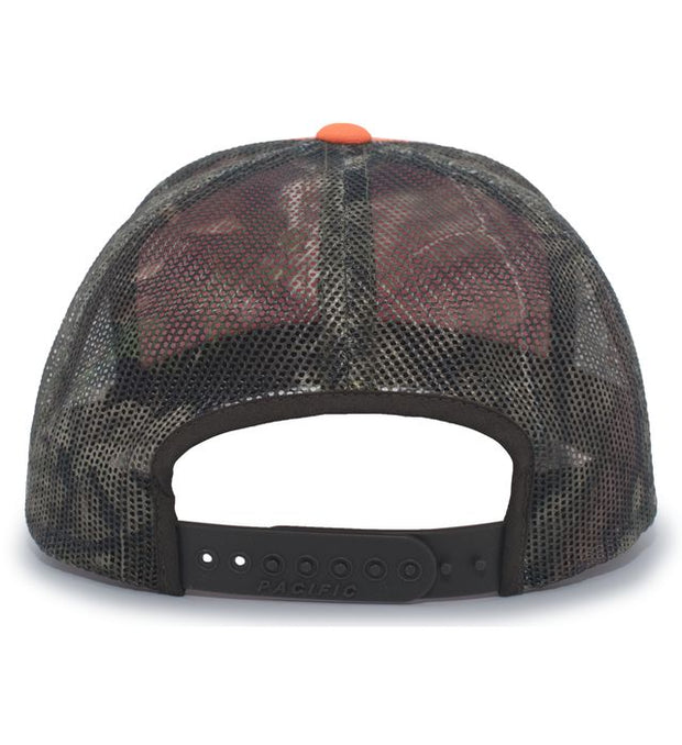 Pacific Headwear 108C Camo Snapback Trucker Cap