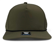5 Panel Hydro Cap: Military Green with Black Rope Snapback