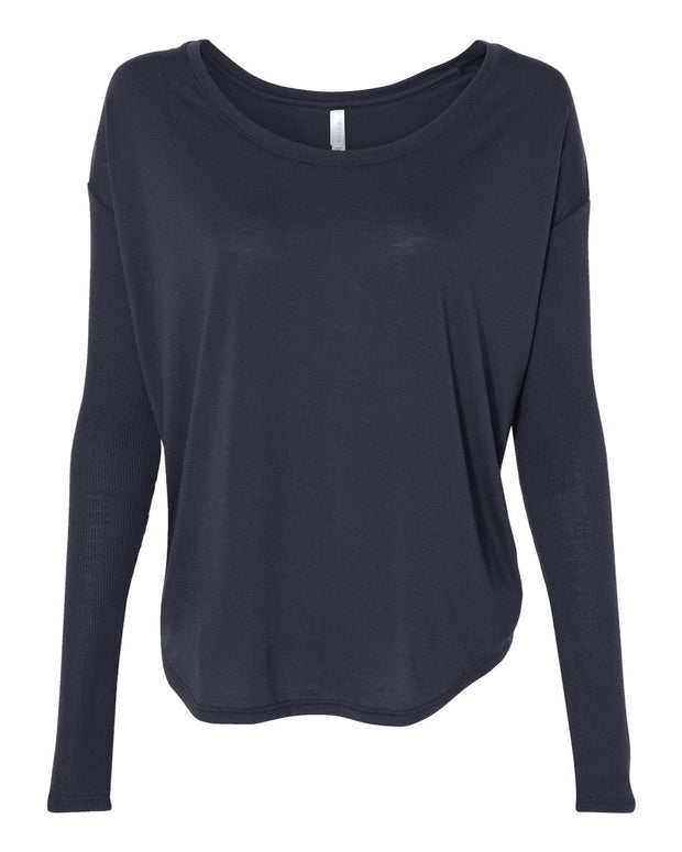 BELLA + CANVAS Women’s Flowy 2x1 Ribbed Long Sleeve Tee - 8852