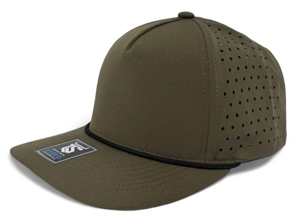 5 Panel Hydro Cap: Military Green with Black Rope Snapback