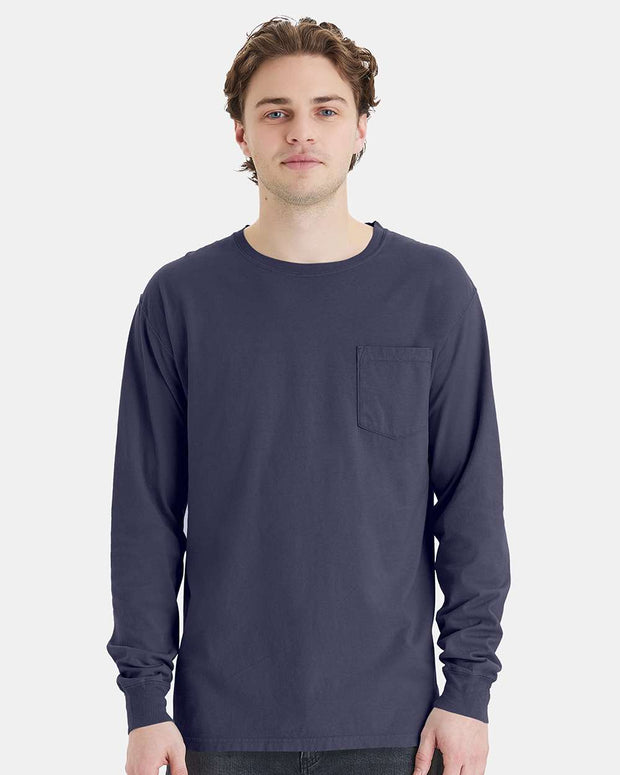 ComfortWash by Hanes Garment-Dyed Long Sleeve T-Shirt With a Pocket - GDH250