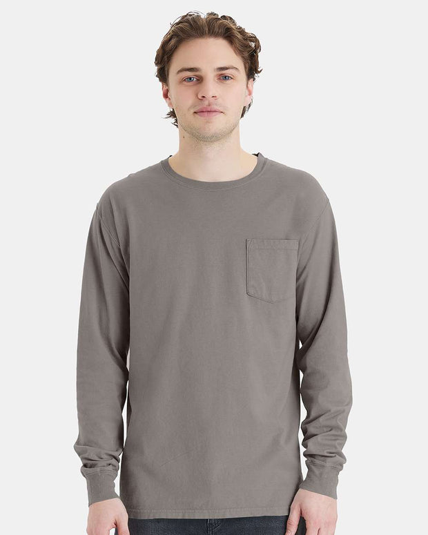 ComfortWash by Hanes Garment-Dyed Long Sleeve T-Shirt With a Pocket - GDH250