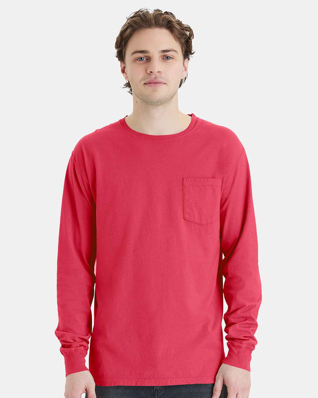 ComfortWash by Hanes Garment-Dyed Long Sleeve T-Shirt With a Pocket - GDH250