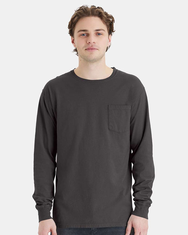 ComfortWash by Hanes Garment-Dyed Long Sleeve T-Shirt With a Pocket - GDH250