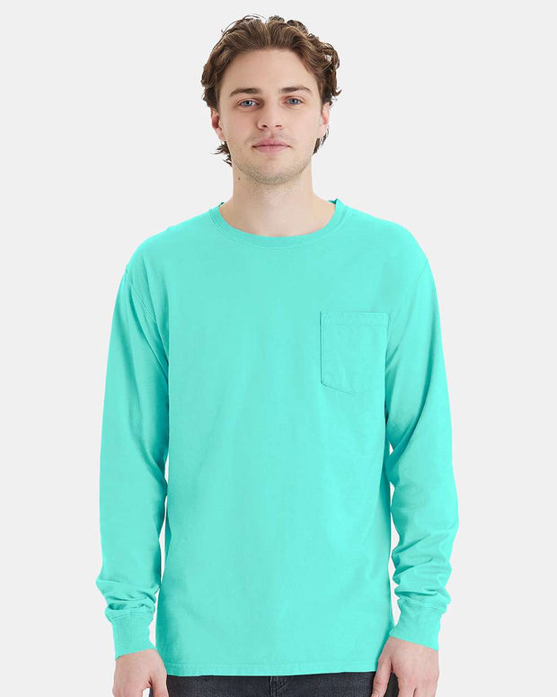 ComfortWash by Hanes Garment-Dyed Long Sleeve T-Shirt With a Pocket - GDH250
