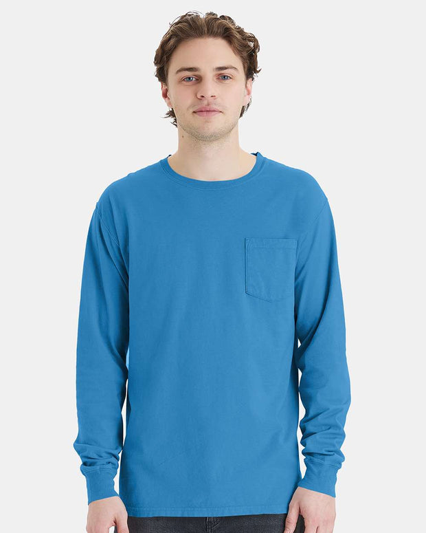 ComfortWash by Hanes Garment-Dyed Long Sleeve T-Shirt With a Pocket - GDH250