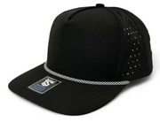 5 Panel Hydro Cap: Black - White/Black Diamond Rope Snapback