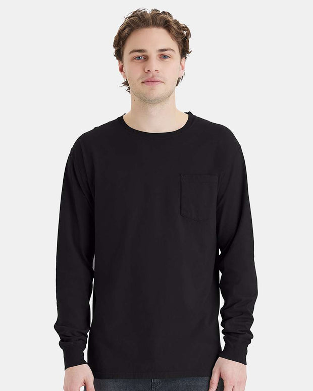 ComfortWash by Hanes Garment-Dyed Long Sleeve T-Shirt With a Pocket - GDH250