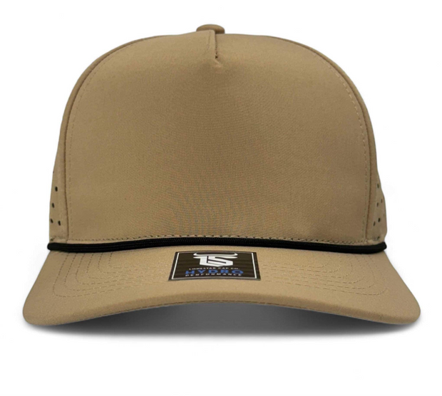 5 Panel Hydro Cap: Desert Brown with Black Rope Snapback