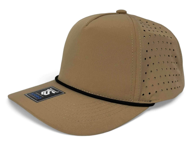 5 Panel Hydro Cap: Desert Brown with Black Rope Snapback