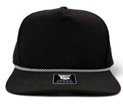 5 Panel Hydro Cap: Black - White/Black Diamond Rope Snapback