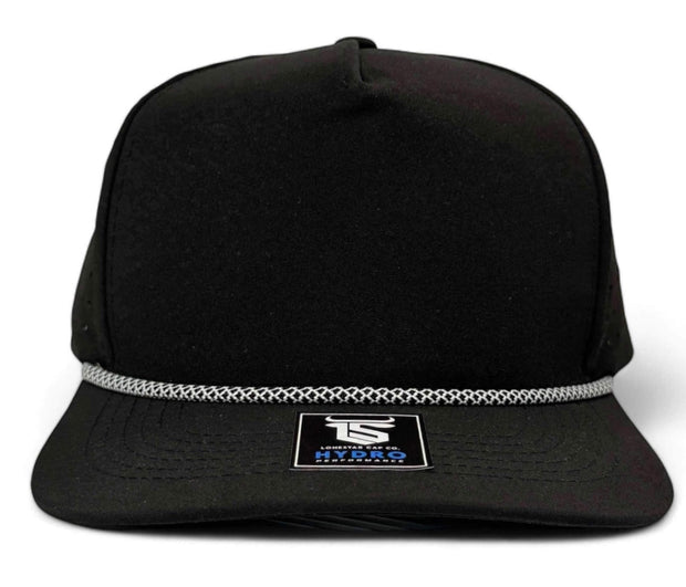 5 Panel Hydro Cap: Black - White/Black Diamond Rope Snapback
