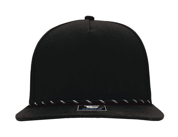 5 panel Hydro Cap: Black - Black/White rope Snapback