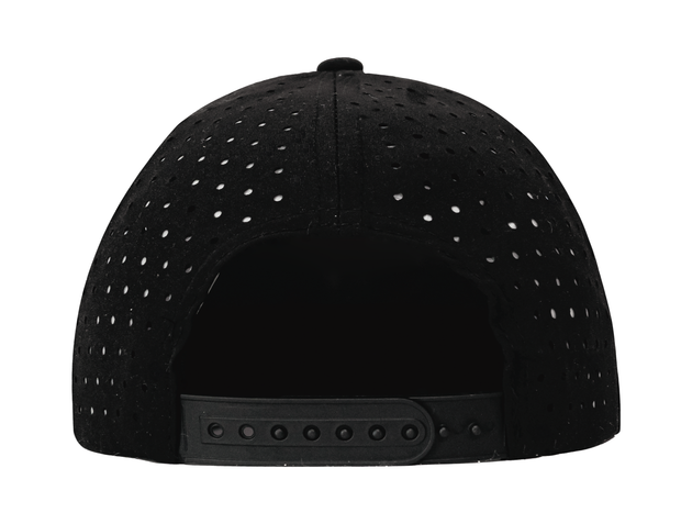 5 panel Hydro Cap: Black - Black/White rope Snapback