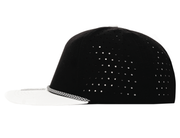 5 Panel Hydro Cap: Black/White Bill with Black/White Rope Snapback
