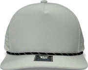 5 Panel Hydro Cap: White - Black/White Rope Snapback