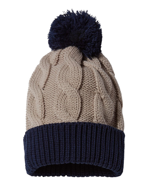 Richardson 141 Chunk Twist Knit Beanie with Cuff & Pom 141R