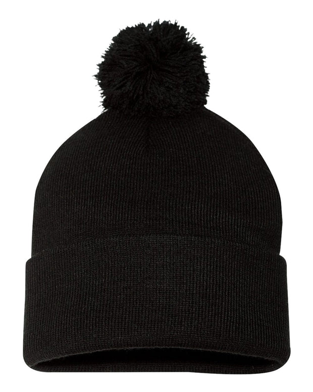 Sportsman SP15 - Pom Pom 12" Knit Beanie, Knit Cap with Cuff, Pom - SP15