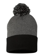 Sportsman SP15 - Pom Pom 12" Knit Beanie, Knit Cap with Cuff, Pom - SP15