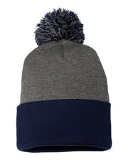 Sportsman SP15 - Pom Pom 12" Knit Beanie, Knit Cap with Cuff, Pom - SP15