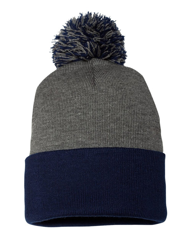 Sportsman SP15 - Pom Pom 12" Knit Beanie, Knit Cap with Cuff, Pom - SP15