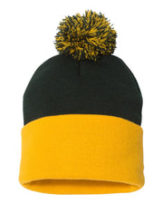 Sportsman SP15 - Pom Pom 12" Knit Beanie, Knit Cap with Cuff, Pom - SP15