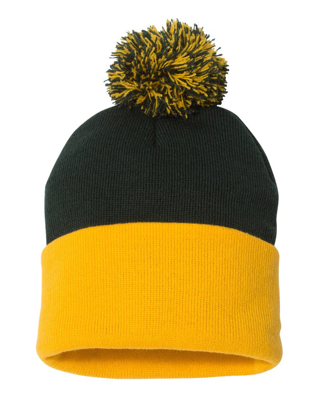 Sportsman SP15 - Pom Pom 12" Knit Beanie, Knit Cap with Cuff, Pom - SP15