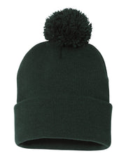 Sportsman SP15 - Pom Pom 12" Knit Beanie, Knit Cap with Cuff, Pom - SP15
