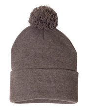 Sportsman SP15 - Pom Pom 12" Knit Beanie, Knit Cap with Cuff, Pom - SP15