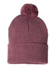 Sportsman SP15 - Pom Pom 12" Knit Beanie, Knit Cap with Cuff, Pom - SP15