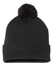 Sportsman SP15 - Pom Pom 12" Knit Beanie, Knit Cap with Cuff, Pom - SP15
