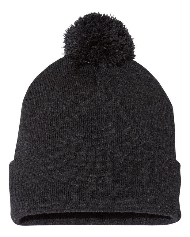Sportsman SP15 - Pom Pom 12" Knit Beanie, Knit Cap with Cuff, Pom - SP15
