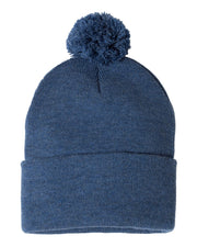 Sportsman SP15 - Pom Pom 12" Knit Beanie, Knit Cap with Cuff, Pom - SP15
