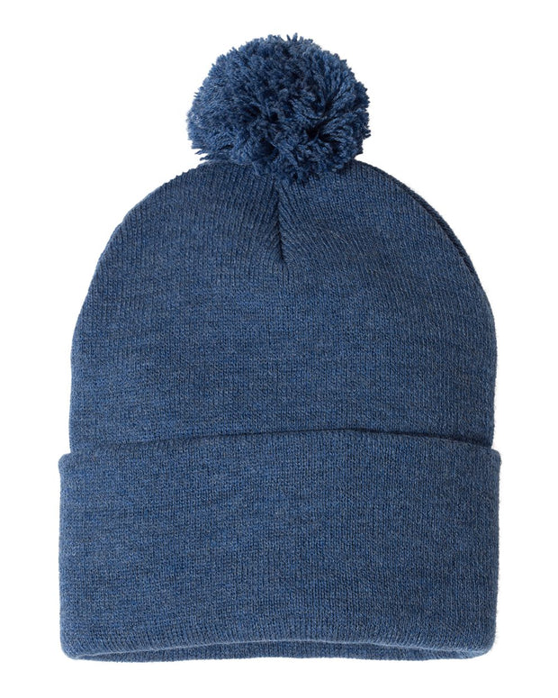 Sportsman SP15 - Pom Pom 12" Knit Beanie, Knit Cap with Cuff, Pom - SP15
