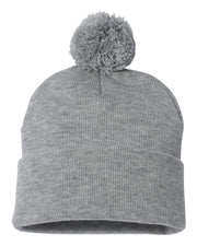 Sportsman SP15 - Pom Pom 12" Knit Beanie, Knit Cap with Cuff, Pom - SP15