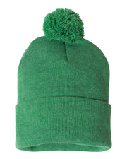 Sportsman SP15 - Pom Pom 12" Knit Beanie, Knit Cap with Cuff, Pom - SP15