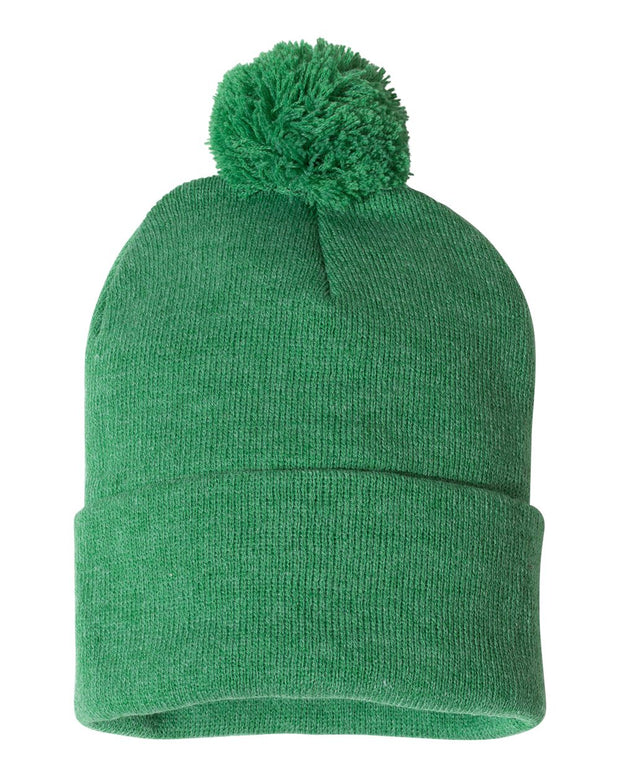 Sportsman SP15 - Pom Pom 12" Knit Beanie, Knit Cap with Cuff, Pom - SP15