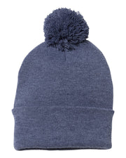 Sportsman SP15 - Pom Pom 12" Knit Beanie, Knit Cap with Cuff, Pom - SP15