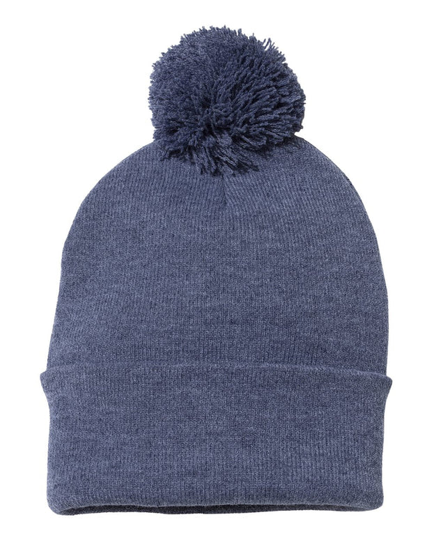 Sportsman SP15 - Pom Pom 12" Knit Beanie, Knit Cap with Cuff, Pom - SP15