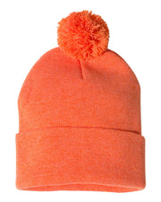 Sportsman SP15 - Pom Pom 12" Knit Beanie, Knit Cap with Cuff, Pom - SP15