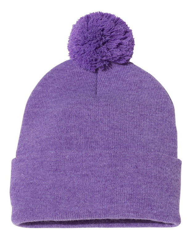 Sportsman SP15 - Pom Pom 12" Knit Beanie, Knit Cap with Cuff, Pom - SP15