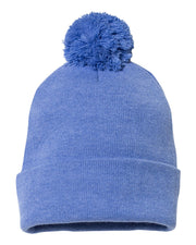 Sportsman SP15 - Pom Pom 12" Knit Beanie, Knit Cap with Cuff, Pom - SP15