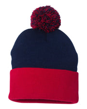 Sportsman SP15 - Pom Pom 12" Knit Beanie, Knit Cap with Cuff, Pom - SP15