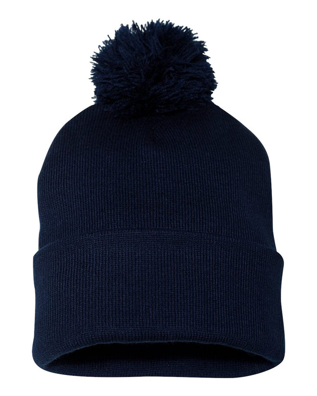 Sportsman SP15 - Pom Pom 12" Knit Beanie, Knit Cap with Cuff, Pom - SP15