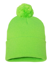 Sportsman SP15 - Pom Pom 12" Knit Beanie, Knit Cap with Cuff, Pom - SP15