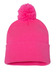 Sportsman SP15 - Pom Pom 12" Knit Beanie, Knit Cap with Cuff, Pom - SP15