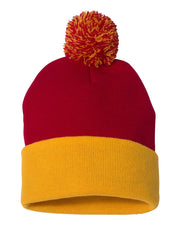 Sportsman SP15 - Pom Pom 12" Knit Beanie, Knit Cap with Cuff, Pom - SP15