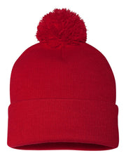Sportsman SP15 - Pom Pom 12" Knit Beanie, Knit Cap with Cuff, Pom - SP15