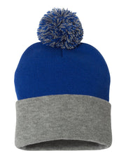 Sportsman SP15 - Pom Pom 12" Knit Beanie, Knit Cap with Cuff, Pom - SP15